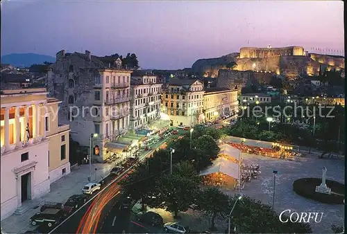 Corfu Korfu Stadtbild mit Festung am Abend Kat. Griechenland