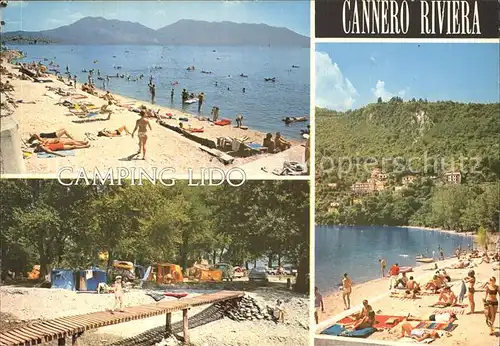 Cannero Riviera Lago Maggiore Camping Lido Holzbruecke Strand Kat. 