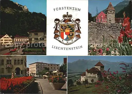 Vaduz Fuerstentum Liechtenstein Postplatz mit Schloss Kat. Vaduz