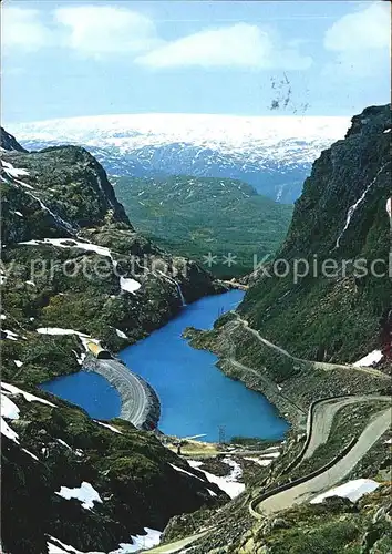 Hardanger View of Seljestadjuvet gorge towards Folgefonnen glacier Telemark road Kat. Norwegen