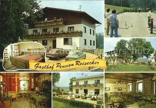 Lohnsburg Kobernausserwald Gasthof Pension Reisecker Restaurant Terrasse Kinderspielplatz Stockschiessen Kat. Lohnsburg am Kobernausserwald