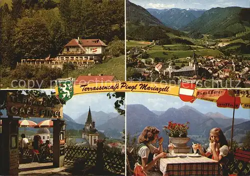 Mariazell Steiermark Terrassencafe Pingl Fernsicht Alpenpanorama Kat. Mariazell