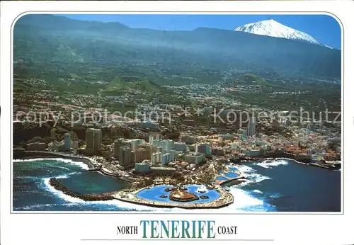 Puerto de la Cruz y El Teide Fliegeraufnahme Kat. Puerto de la Cruz Tenerife