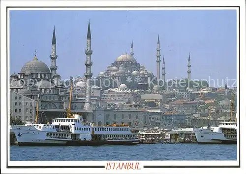 Istanbul Constantinopel Yeni Camii und Sueleymaniye Moschee Fahrgastschiffe Kat. Istanbul