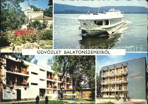 Balaton Plattensee Motorboot Gebaeude  Kat. Ungarn
