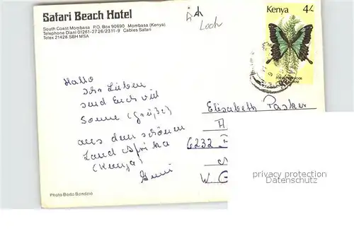 Mombasa Fliegeraufnahme Safari Beach Hotel Kat. Mombasa