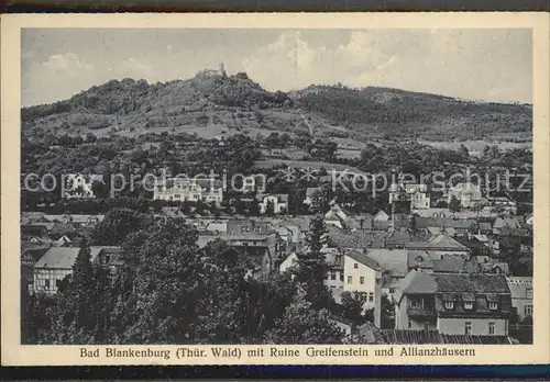 Bad Blankenburg Ruine Greifenstein und Allianzhaeusern Kat. Bad Blankenburg