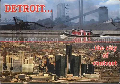 Detroit Michigan Skyline und Hafen Kat. Detroit