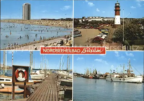 Buesum Nordseebad Strand Leuchtturm Anlegesteg Schiffe Kat. Buesum