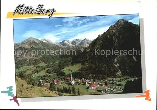 Mittelberg Kleinwalsertal mit Kuhgehrenspitze Hammerspitze Zwoelferkopf Kat. Oesterreich