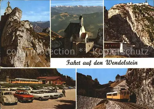 Wendelstein Berg Wendelsteinbahn Kircherl Fernsehhaus und Gipfel mit Observatorium Kat. Bayrischzell