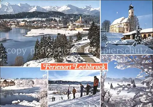 Lechbruck See Panorama Kirche Skikurs Kat. Lechbruck am See