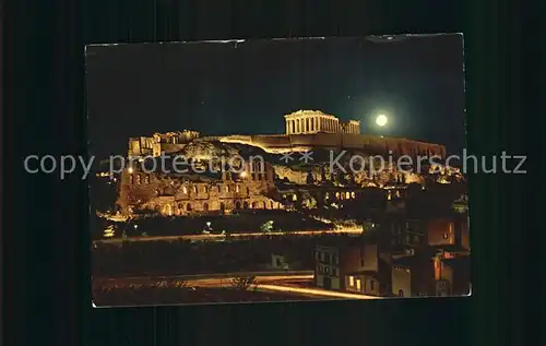 Athen Griechenland Akropolis bei Nacht Kat. 