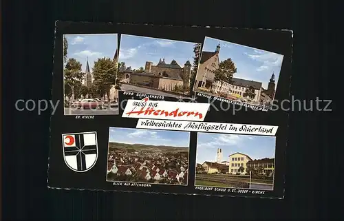 Attendorn Evangelische Kirche Burg Schellenberg Rathaus Sparkasse Kat. Attendorn