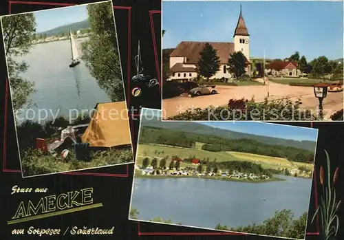 Amecke Sorpesee Kirche Campingplatz Kat. Sundern (Sauerland)