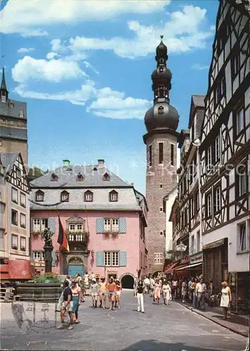 Cochem Mosel Marktplatz mit Stadtkirche Kat. Cochem