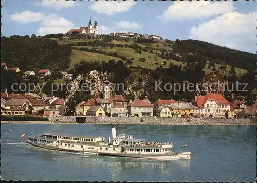 Maria Taferl Blick von der Donau mit Personenschiff  Kat. Maria Taferl Donau