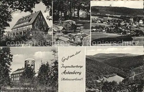 Astenberg Lennequelle Jugendherberge Astenturm Rauchloch Kat. Schmallenberg