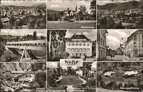 Wehr Baden Hauptstrasse Rathaus Martinskirche  Kat. Wehr