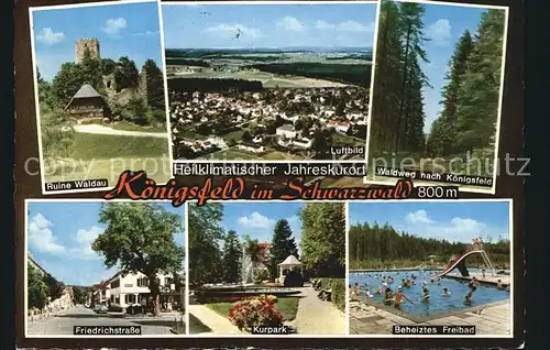 Koenigsfeld Schwarzwald Fliegeraufnahme Ruine Waldau Freidrichstrasse Kurpark Kat. Koenigsfeld im Schwarzwald