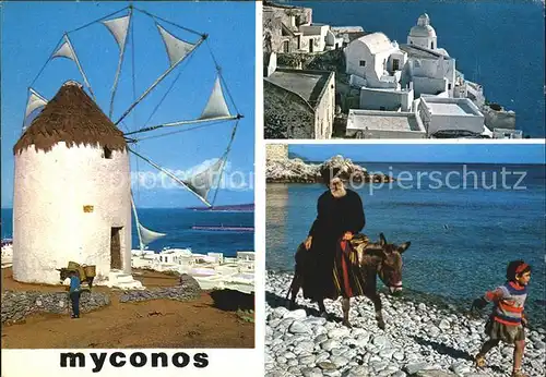 Myconos Windmuehle Kind Esel  Kat. Myconos