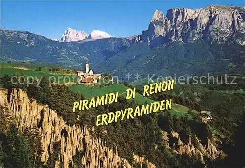Renon Ritten Monte di Mezzo Erdpyramiden Kat. Renon Ritten Suedtirol