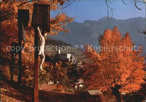 Schluderns Suedtirol Kreuzigung Panorama Kat. Sluderno Vinschgau