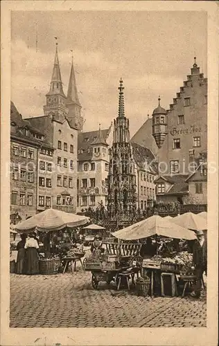 Nuernberg Markt mit Schoener Brunnen Kat. Nuernberg