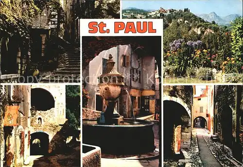 Saint Paul de Vence Montee de l`Eglise Portail Fontaine Kat. La Colle sur Loup