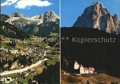 St Christina Groedental Fliegeraufnahme Castel Gardena Kat. Groeden Suedtirol