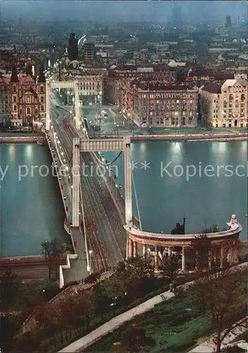 Budapest Blick vom Gellertberg auf Donaubruecke Kat. Budapest
