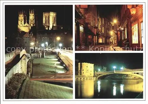 York UK Minster City Walls Shambles Ouse by night Kat. York