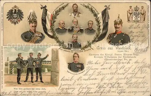 Regiment HR 015 Husaren Grusskarte Regimentkarte Wandsbeck 