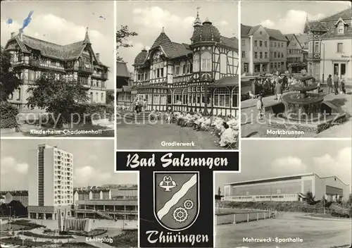 Bad Salzungen Kinderheim Charlottenhall Leninplatz Mehrzweck Sporthalle Marktbrunnen Gradierwerk Kat. Bad Salzungen