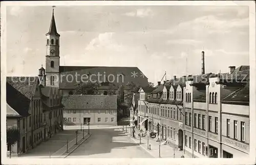 Rothenburg Schlesien Marktplatz Kirche Rathaus  Kat. Czerwiensk