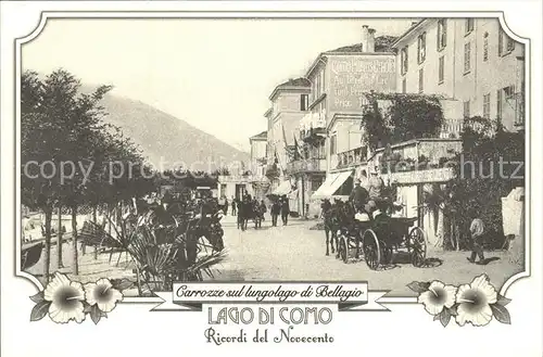Lago di Como Bellagio Pferdekutschen Repro Kat. Italien