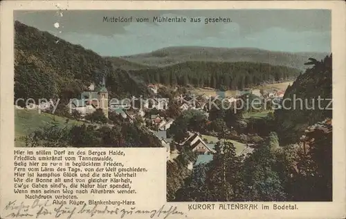 Altenbrak Harz Mitteldorf vom Muehletale gesehen Kat. Altenbrak