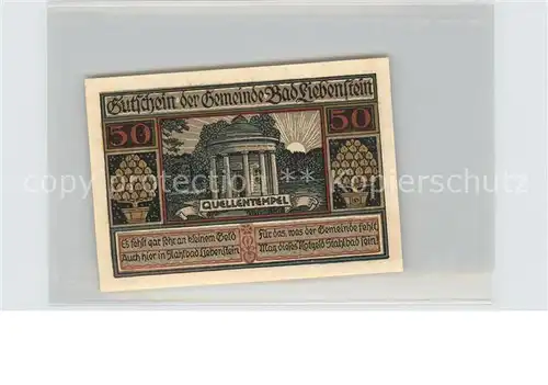 Bad Liebenstein 50 Pfennig Quellentempel Kat. Bad Liebenstein