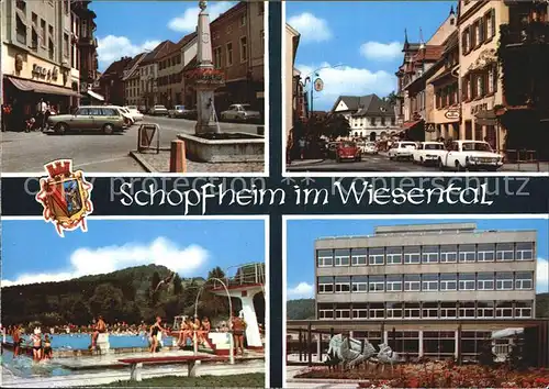 Schopfheim Hauptstrasse Schwimmbad Gewerbeschule Kat. Schopfheim
