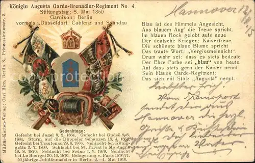 Regiment GR 004 Garde Grenadier Regimentskarte 