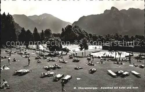 Oberammergau Alpenbad mit Kofel und Noth Kat. Oberammergau