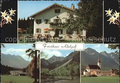 Inzell Forsthaus Adelgass Panorama Kirche Kat. Inzell