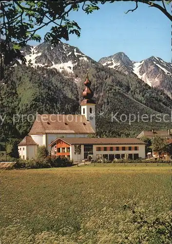 Inzell Rathaus und Kirche mit Blick zum Rauschberg Kat. Inzell
