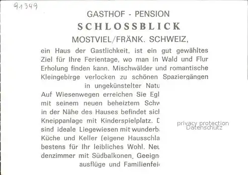 Mostviel Gasthof Pension Schlossblick Kat. Egloffstein