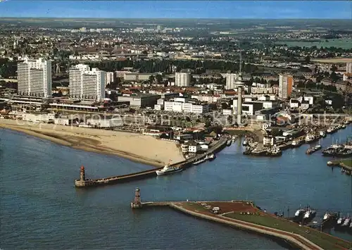 Bremerhaven Stadtmitte und Geestemole Fliegeraufnahme Kat. Bremerhaven