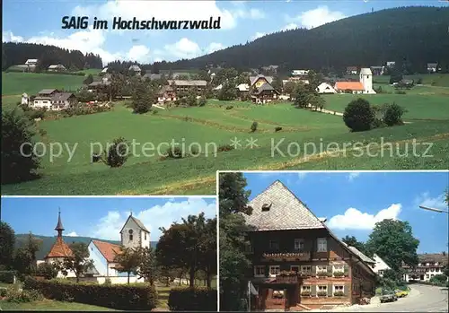 Saig Schwarzwald Panorama Kirche Dorfpartie Kat. Lenzkirch