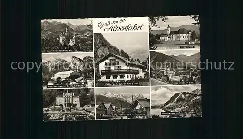 Ettal Schloss Neuschwanstein Passionstheater Oberammergau Schloss Linderhof Muettergenesungsheim Ettal Garmisch mit Zugspitze Wieskirche Kloster Ettal Walchensee mit Herzogstand Kat. Ettal