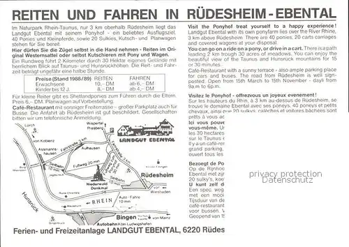 Ruedesheim Rhein Landgut Ebental Reiten und Fahren Kat. Ruedesheim am Rhein
