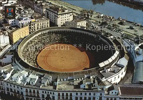 Sevilla Andalucia Plaza de Toros y Rio Guadalquivir Vista aerea Kat. Sevilla 