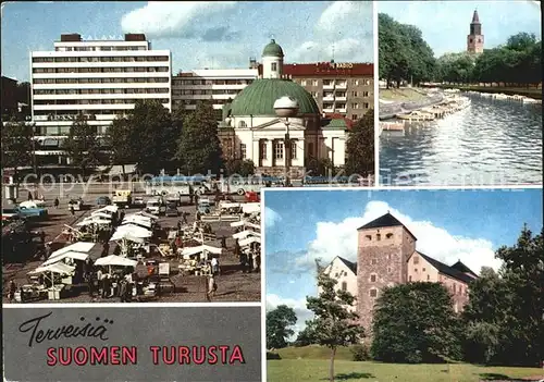 Abo Turku Teilansicht Markt Bootsliegeplatz Schloss